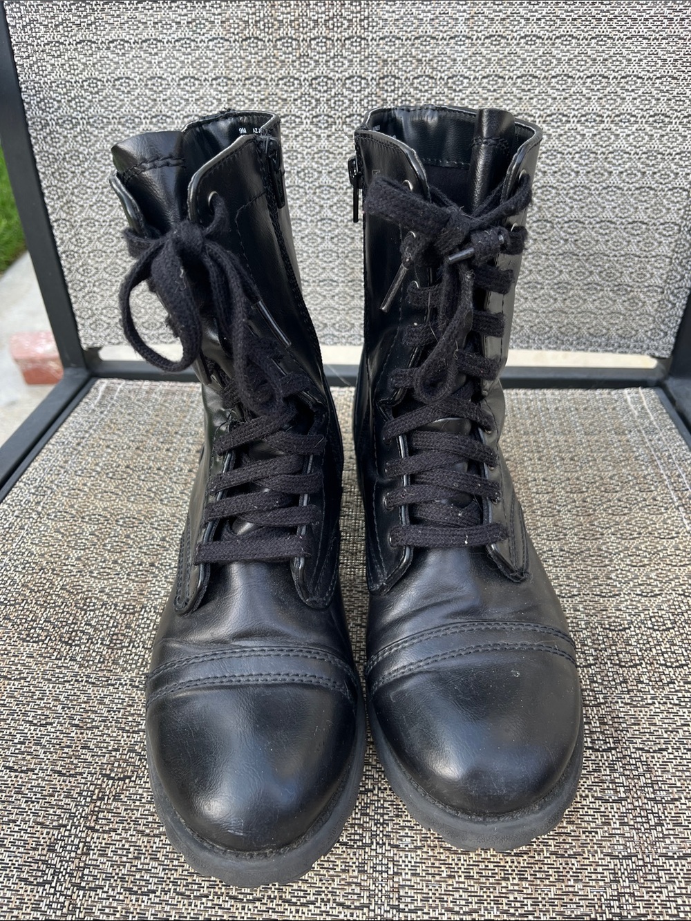 AZ Jones Black Lace-Up Combat Boots size 9